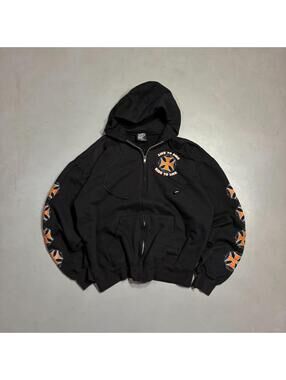 vintage iron cross biker zip hoodie black xl